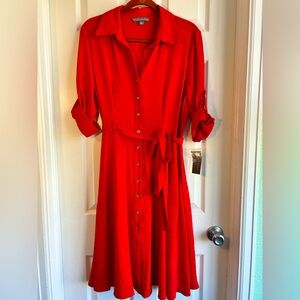 Sharagano Red Long Sleeve Shirt Dress